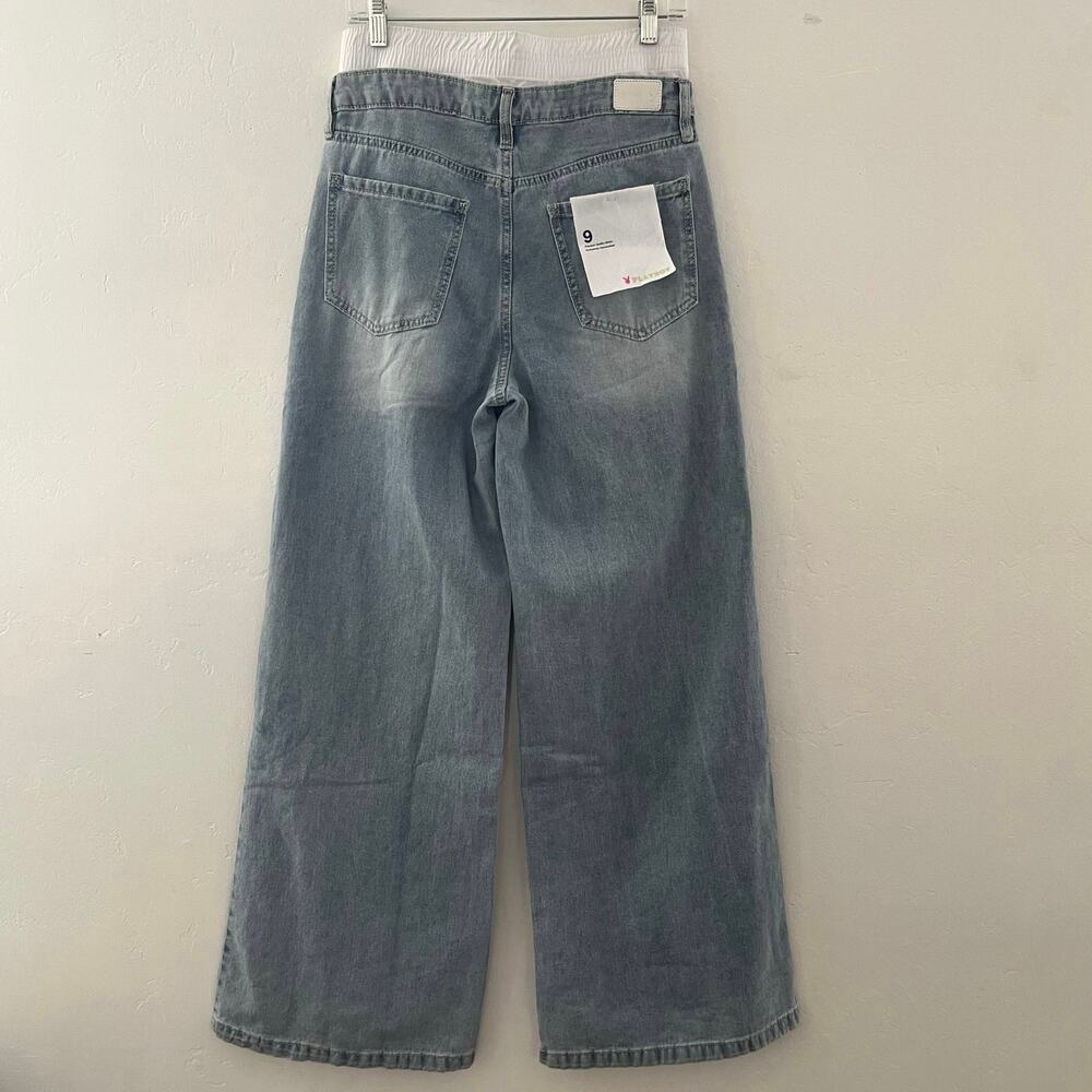 Playboy Embroidered Bunny Logo Wide Leg Jeans Denim Y2K Juniors Size 9/30 NEW - Picture 11 of 11